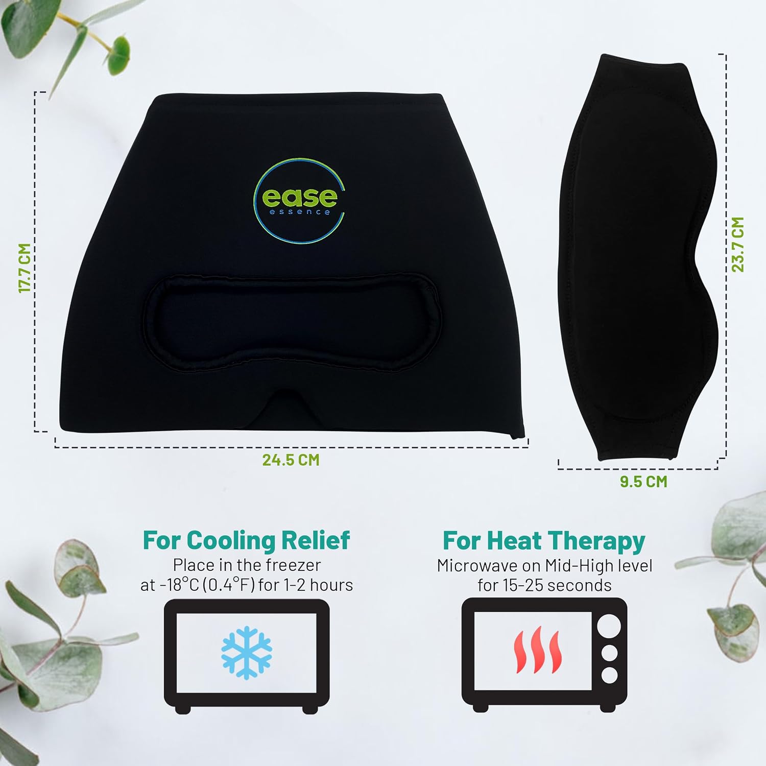 Ease Essence migraine cap showing both cold and heat therapy options